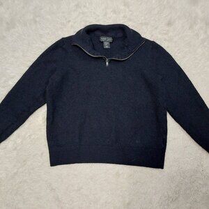 Christian Lacroix Kid's Black 100% Extra Fine Merino Wool 1/4 Zip Sweater XL